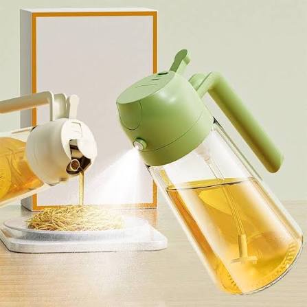 2-in-1 Oil Sprayer and Dispenser Bottle – Leakproof Glass for Cooking