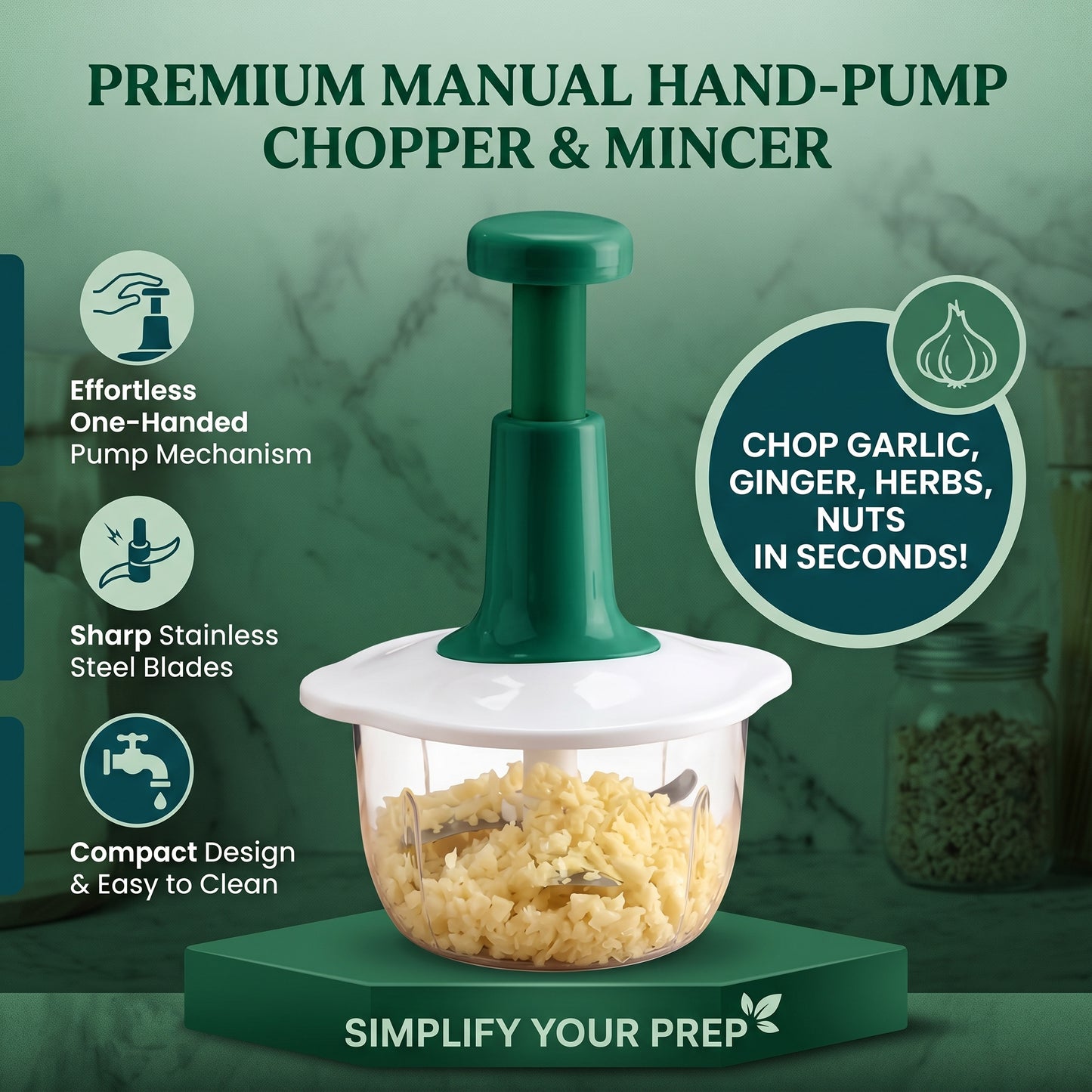 Manual Hand Push Chopper – Multi-Functional Vegetable & Meat Grinder, Cutter & Grater